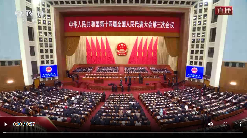 十四届全国人大三次会议举行第二次全体会议 习近平等出席